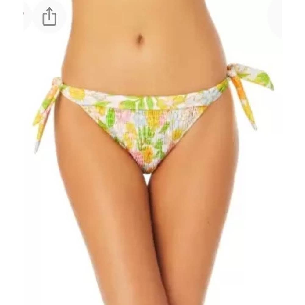 California Sunshine Smocked Bikini Bottom Yellow Large